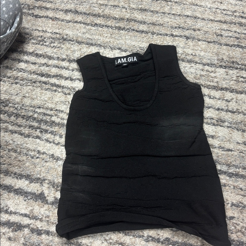 I.AM.GIA Textured Black Tank Top